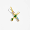 925 silver gold-plated letter X pendant with colorful faceted gemstone inlay - Letter X / 18K Gold