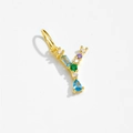 Gold-plated 925 silver letter Y pendant with multi-colored gemstones and cubic zirconia - Letter Y / 18K Gold