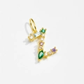 Gold-plated 925 silver Z-letter pendant featuring vibrant multicolor gemstones - Letter Z / 18K Gold