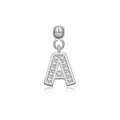 Ciondolo scintillante lettera A in argento S925 con zirconi per collane e gioielli - Lettera A / Oro Bianco