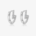 Irregular s925 silver hoop earrings with clear cubic zirconia in a minimalist style - 925 Silver / Platinum