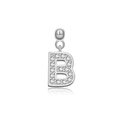 Elegante ciondolo lettera B in argento S925 con zirconi scintillanti e riflesso a specchio - Lettera B / Oro Bianco