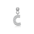 Elegante ciondolo lettera C in argento S925 con scintillanti pietre in zircone micro-pavé - Lettera C / Oro Bianco