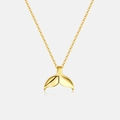 Polierte goldene s925 Silberkette mit minimalistischem Walflossen-Anhänger an einer O-Kette - Gold