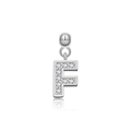 S925 Silber Buchstabe F Anhänger mit Pavé-Zirkonia auf minimalistischem Hintergrund - Buchstabe F / Weißgold