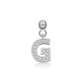 Mikro-pavé S925 Silber Buchstabe G Anhänger mit Zirkonia auf weißem Hintergrund - Buchstabe G / Weißgold