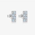 Elegante S925 sterling zilveren rechthoekige oorbellen met blauwe en heldere zirkoon - Geometrische Rechthoek Stijl (MME1029) / 925 zilver / Witgoud