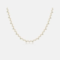 Chic gold S925 silver necklace with triangular pendants set with sparkling zircons - 18K Gold