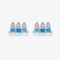 S925 sterling zilveren oorknopjes met blauwe en heldere zirkonia edelstenen - Gelaagde Kroon Stijl (MME1031) / 925 zilver / Witgoud