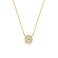 Collana in argento 925 con pendente quadrato halo e placcatura in oro su bianco - Stile Halo Cuscino Oro 18K (MMN507-2)