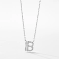 Collier minimaliste en argent S925 avec pendentif lettre B orné de zircons ronds et baguette - Lettre B / Argent