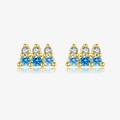 S925 sterling zilveren oorknopjes met blauwe en witte zirkonia in goudkleurige afwerking - Gelaagde Kroon Stijl (MME1031) / 925 zilver / 18K Goud