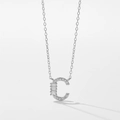 Élégant collier en argent sterling S925 avec pendentif lettre C orné de cristaux brillants - Lettre C / Argent