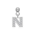 Anhänger Buchstabe N aus S925 Silber mit Zirkonia-Besatz für Halsketten - Buchstabe N / Weißgold