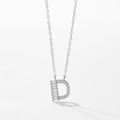 Collier en argent S925 avec pendentif lettre D orné de cristaux baguette et ronds - Lettre D / Argent