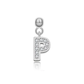 Poliertes S925 Silber Buchstabe P Charm Anhänger mit funkelnden Zirkonia Steinen - Buchstabe P / Weißgold