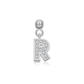 Funkelnder S925 Sterling Silber Buchstabe R Anhänger mit Mikro-Zirkonia-Besatz - Buchstabe R / Weißgold