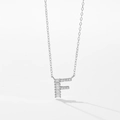 Collier minimaliste en argent s925 avec pendentif lettre 'F' serti de zircons brillants - Lettre F / Argent