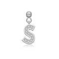 Funkelnder S925 Sterlingsilber Buchstabe S Anhänger mit Zirkonia-Mikropavé-Besatz - Buchstabe S / Weißgold