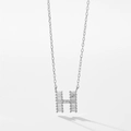 Collier lettre H minimaliste en argent sterling S925 avec cristaux baguette scintillants - Lettre H / Argent