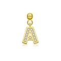 S925 Silber Anhänger Buchstabe A vergoldet mit funkelndem Zirkonia Mikro-Inlay - Buchstabe A / 18K Gold