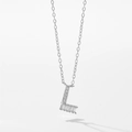 Collier minimaliste en argent S925 avec pendentif lettre L serti de diamants baguette - Lettre L / Argent