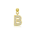 Funkelnder goldener S925 Silber Anhänger Buchstabe B mit Zirkonia-Mikropflaster - Buchstabe B / 18K Gold