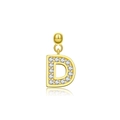 Funkelnder S925 Silber Buchstabe D Anhänger in Goldoptik mit Mikropavé-Zirkonia - Buchstabe D / 18K Gold
