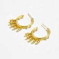 Boucles d'oreilles créoles C dorées avec pendentifs en zircone cubique marquise - Or