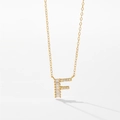 Collier minimaliste en argent S925 avec pendentif lettre F serti de zircons dorés - Lettre F / Or