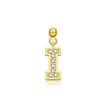 Eleganter vergoldeter S925 Silber Anhänger Buchstabe I mit Zirkonia-Besatz - Buchstabe I / 18K Gold