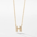 Collier en argent s925 doré avec pendentif lettre H en zircon sur fond blanc pur - Lettre H / Or