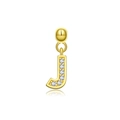 Minimalistischer S925 Gold-Buchstabe J Anhänger mit Zirkonia-Besatz für Halsketten - Buchstabe J / 18K Gold
