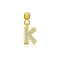 Funkelnder vergoldeter S925 Silber Buchstabe K Anhänger mit weißen Zirkonia Steinen - Buchstabe K / 18K Gold