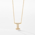 Collier minimaliste en argent S925 avec pendentif lettre I doré et pierres zircon - Lettre I / Or