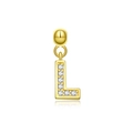 Minimalistischer S925 Silber Buchstabe L Anhänger vergoldet mit funkelnden Zirkonia - Buchstabe L / 18K Gold