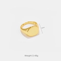 Anillo de sello minimalista en plata de ley S925 bañada en oro con cara de 12 mm - US 6 / Chapado en oro 18K