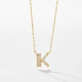 Collier en argent S925 avec pendentif lettre K dorée et zircons incrustés étincelants - Lettre K / Or