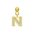 Minimalistischer S925 Silber Buchstabe N Anhänger mit Kristallen in Gold - Buchstabe N / 18K Gold
