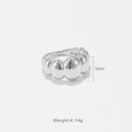 Anillo convexo de plata S925 pulida con un diseño suave de burbuja de 12mm - US 6 / Platino