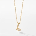 Collier minimaliste en argent S925 doré avec pendentif Lettre L serti de zircons - Lettre L / Or