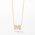 Collier minimaliste en argent S925 doré avec pendentif lettre M et zircons - Lettre M / Or