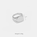 Anillo de sello minimalista de plata S925 con superficie ovalada pulida y 12mm altura - US 6 / Platino