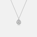 Elegante collana in argento sterling 925 con pendente in zirconia a pera in finitura argento - Stile Halo Pera Oro Bianco (MMN500-1)