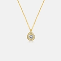 Collana in argento sterling 925 placcata oro con pendente a goccia e zirconi brillanti - Stile Halo Pera Oro 18K (MMN500-2)
