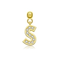 Polierter S925 Silber Buchstabe S Anhänger in Gold mit funkelnden Zirkoniasteinen - Buchstabe S / 18K Gold