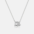 Collana in argento 925 con pietre di zircone a taglio smeraldo e pera su una catena sottile - Stile Doppia Pietra Oro Bianco (MMN502-1)