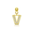 Funkelnder vergoldeter S925 Silber Buchstabe V Anhänger mit Zirkonia-Besatz - Buchstabe V / 18K Gold