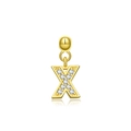 Goldener S925 Silber Buchstabe X Anhänger mit mikro-gefassten weißen Zirkonia - Buchstabe X / 18K Gold