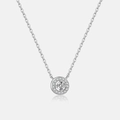 Collana in argento sterling 925 con ciondolo tondo in zirconia e catena sottile - Stile Halo Tondo Oro Bianco (MMN504-1)